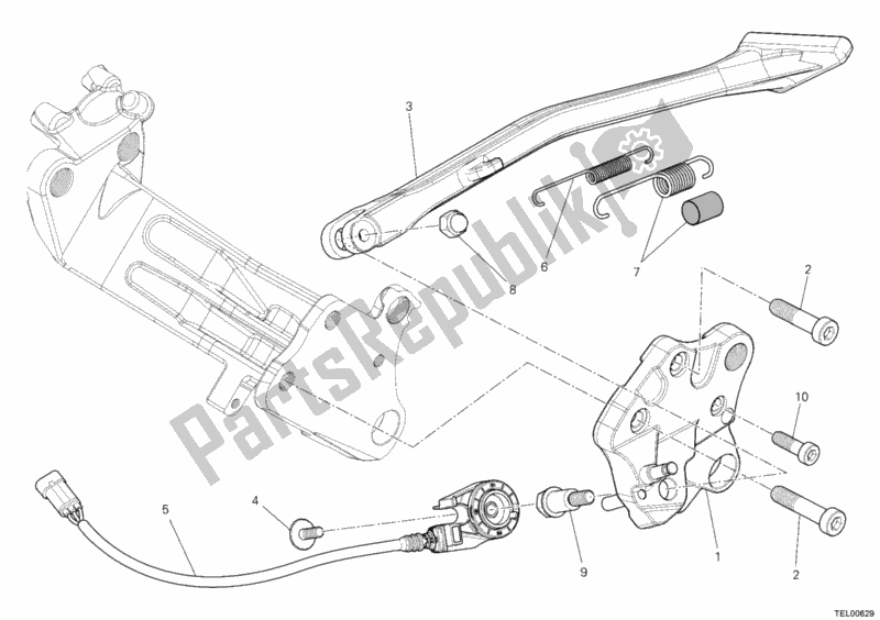 Tutte le parti per il Cavalletto Laterale del Ducati Diavel Strada USA 1200 2014